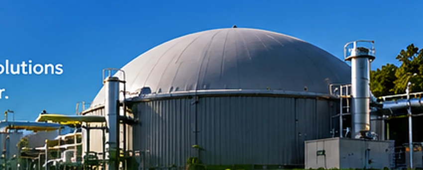 Industrial anaerobic digestion facility with pipes and access platforms