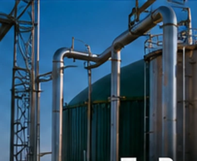Gas-processing piping and steel infrastructure at an energy facility